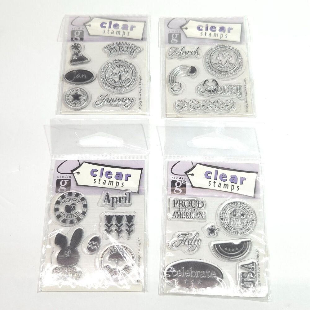 Studio G Clear Stamp Lot Months Holidays Calendar Crafting Set 4 Pack